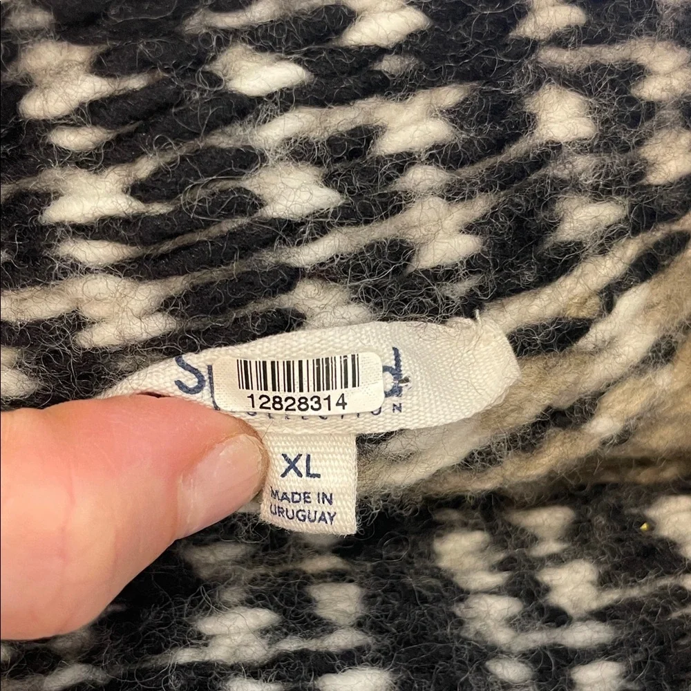 Splendid Vail Apres-ski Fair Isle Sweater in Black, White and Taupe, XL - Picture 2 of 8